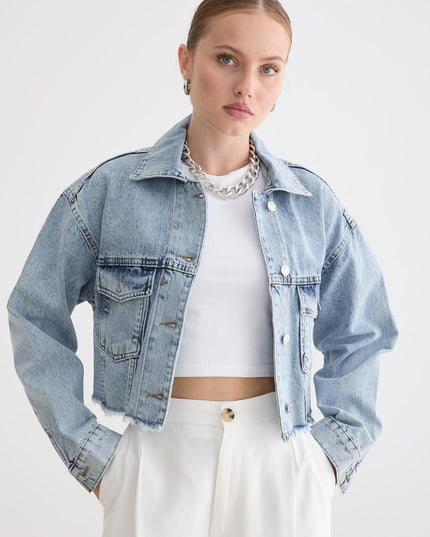 Damen-Crop-Jeansjacke