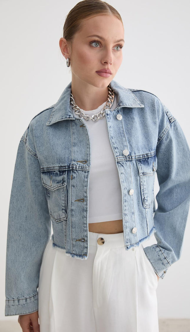 Damen-Crop-Jeansjacke