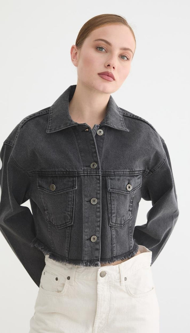 Damen-Crop-Jeansjacke