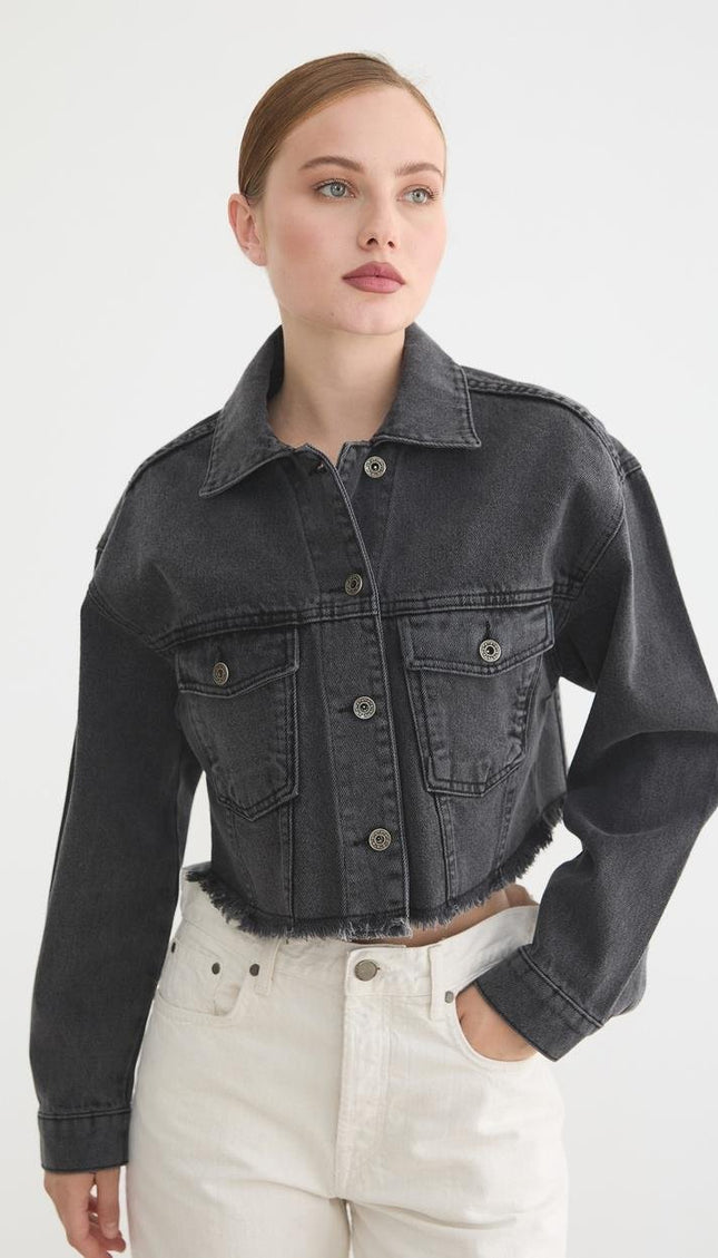 Damen-Crop-Jeansjacke