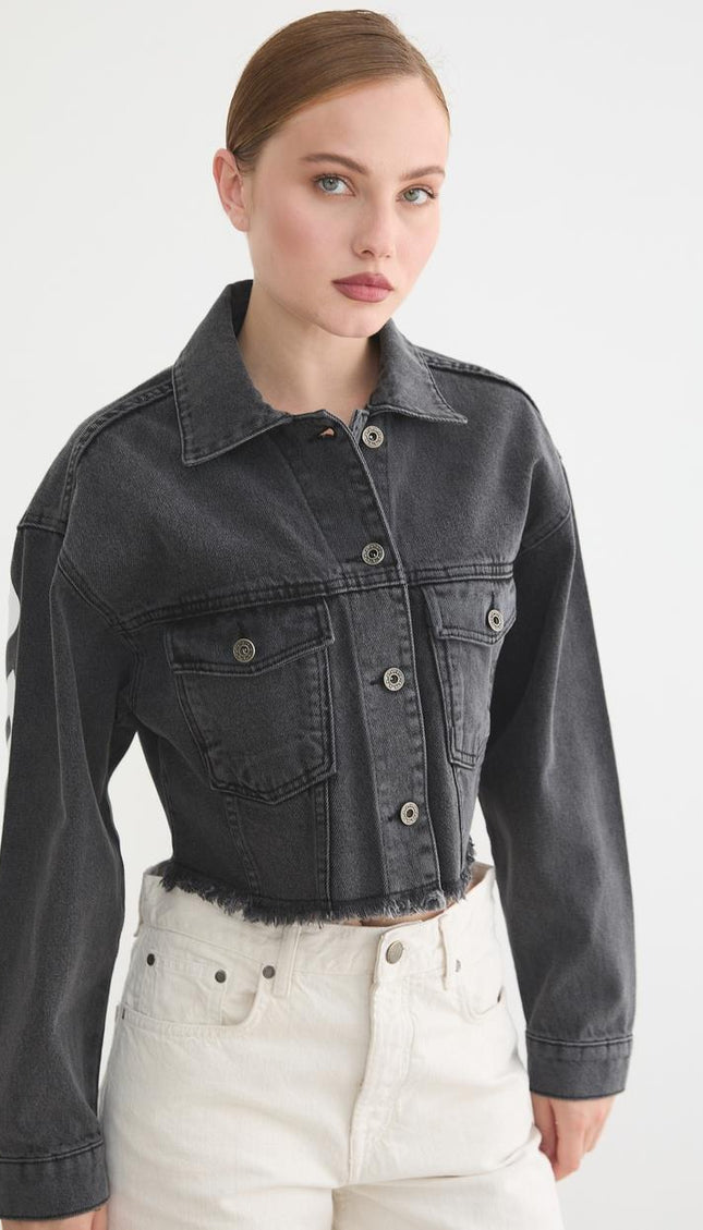 Damen-Crop-Jeansjacke