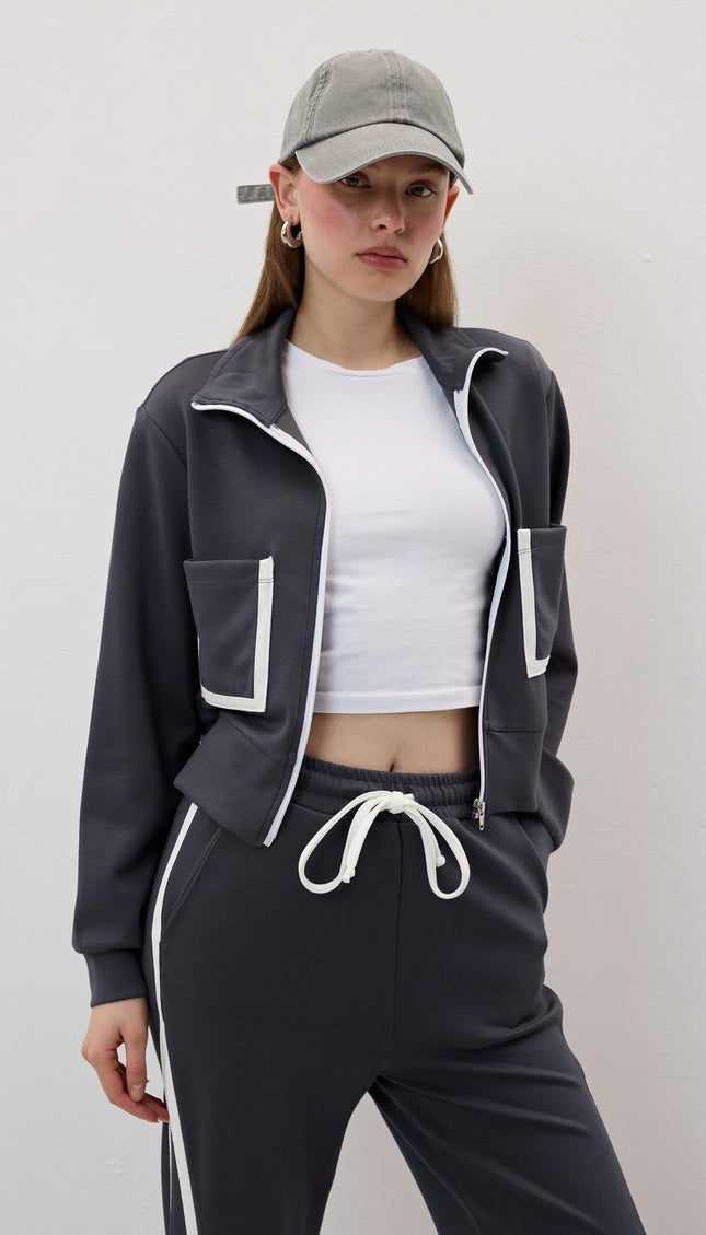 Damen‑Zipjacke mit Kontraststreifen