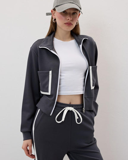 Damen‑Zipjacke mit Kontraststreifen