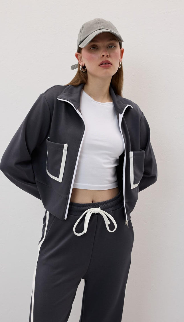 Damen‑Zipjacke mit Kontraststreifen