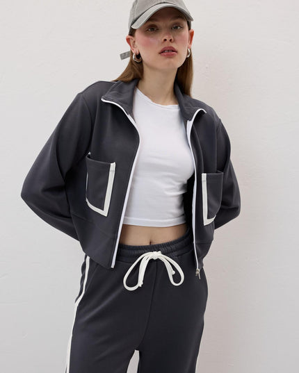 Damen‑Zipjacke mit Kontraststreifen